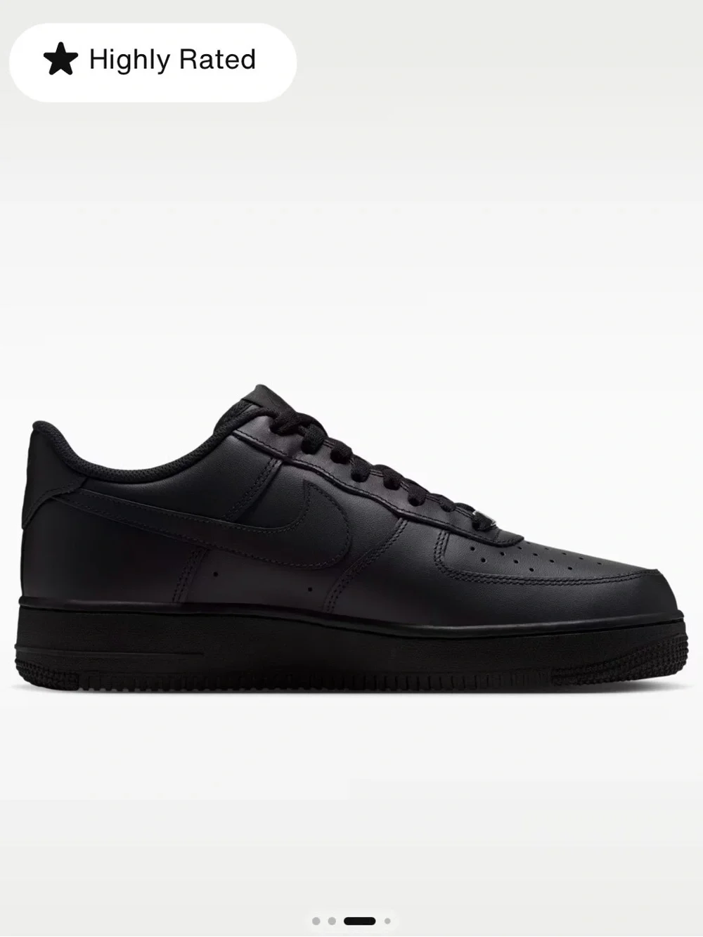 Men's Air Force 1 Matte Black Low-Top Lace-Up Sneakers